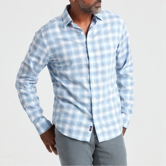 Faherty Mens Ventura Shirt Cotton Button Up Collared Plaid Casual Blue White XL - Picture 1 of 12